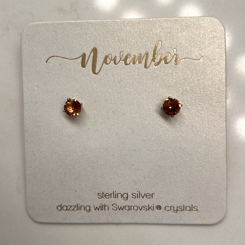 NWT Swarovski crystal topaz birthstone earrings